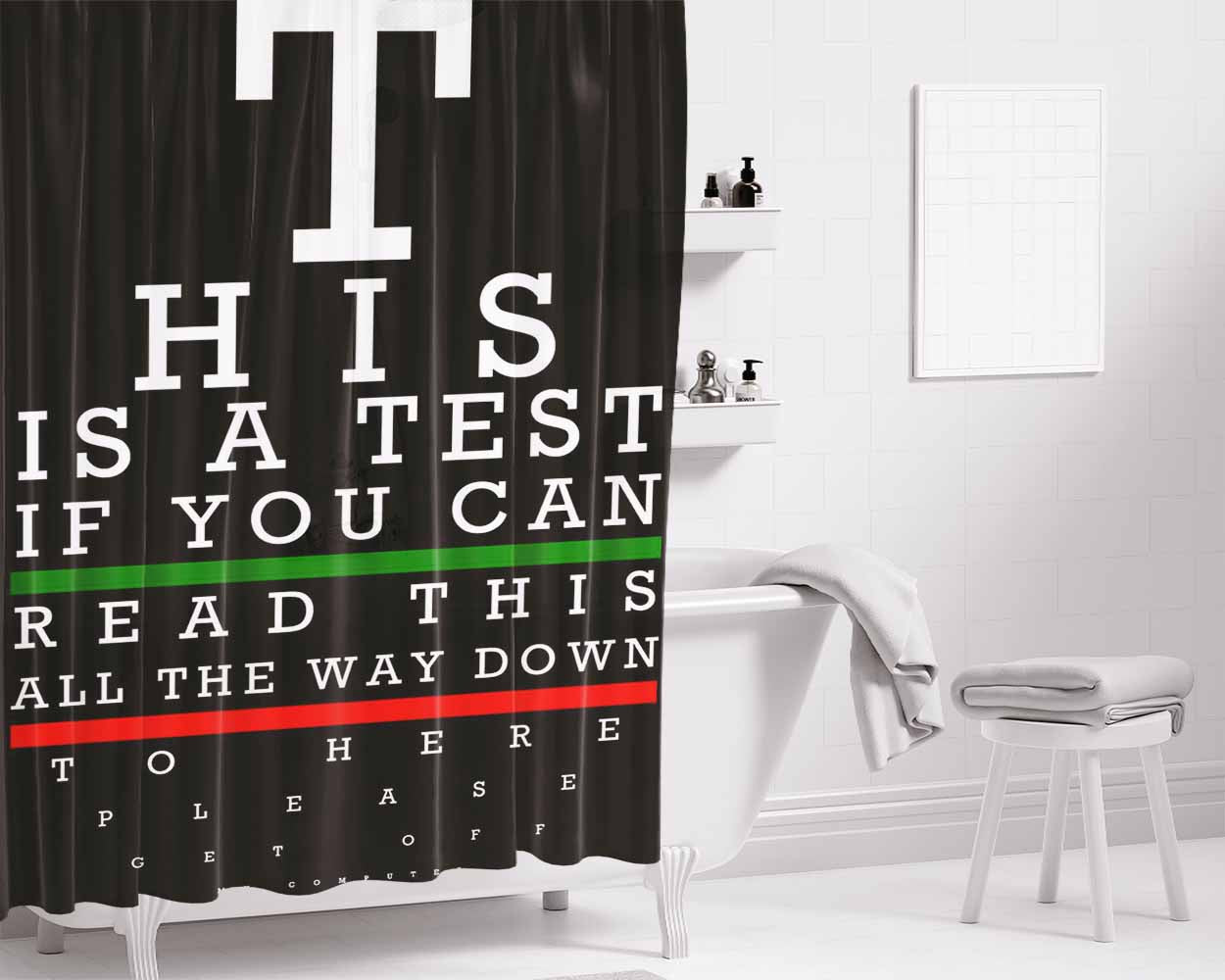 Eye Test Bathroom Shower Curtain Fabric Waterproof | 66 X 72 Inch