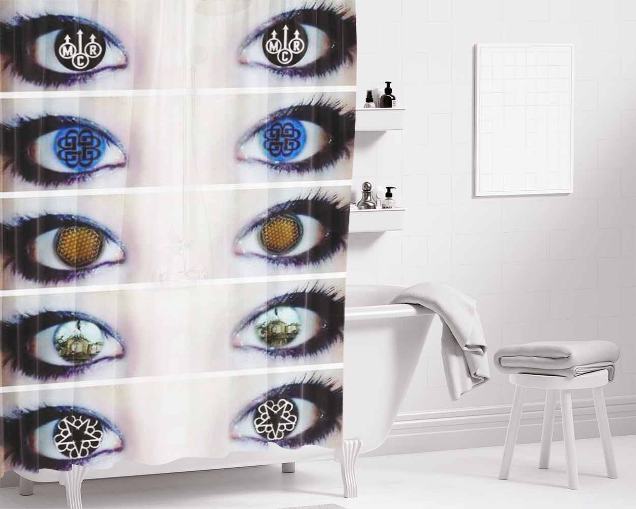 Eyes Circle Band Heavy Metal Bathroom Shower Curtain Fabric Waterproof | 66 X 72 Inch