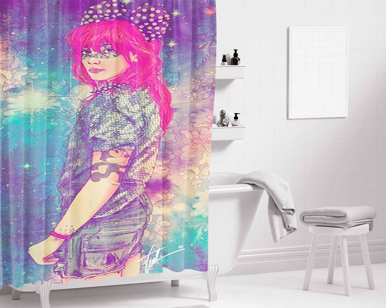Fab Ciraolo Vintage Floral Bathroom Shower Curtain Fabric Waterproof | 66 X 72 Inch