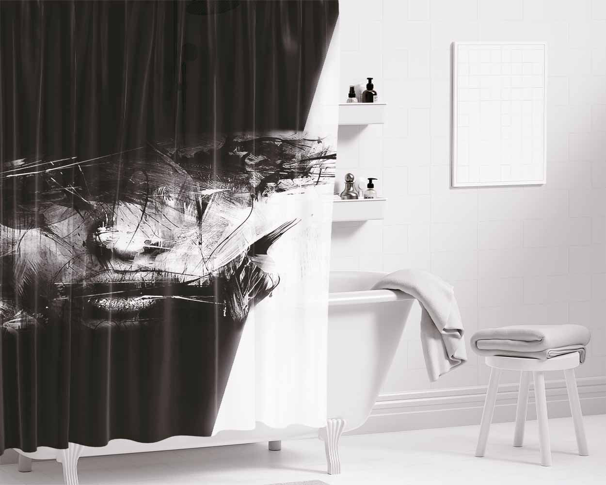 Face Art Bathroom Shower Curtain Fabric Waterproof | 66 X 72 Inch