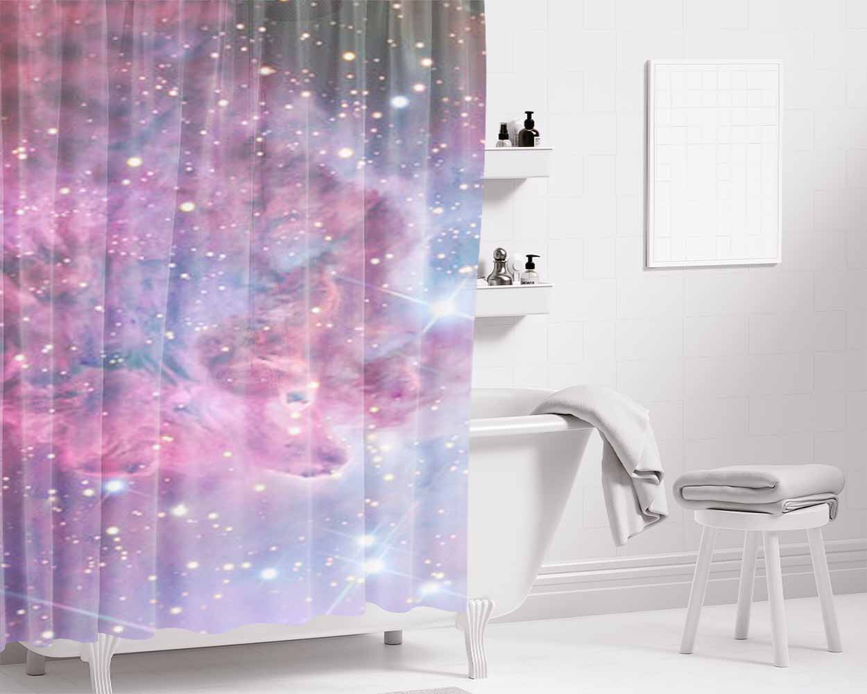 Faded Nebula Clouds Bathroom Shower Curtain Fabric Waterproof | 66 X 72 Inch
