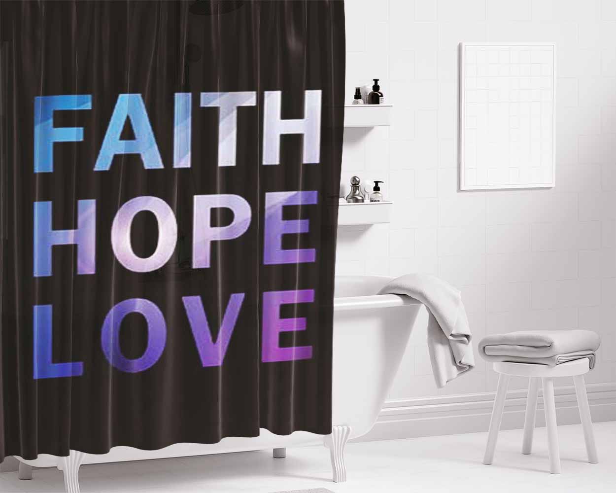 Faith Hope Love Mask Bathroom Shower Curtain Fabric Waterproof | 66 X 72 Inch