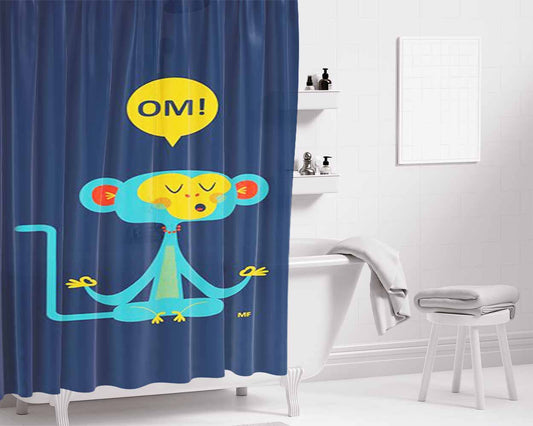 Familiar Om Mono Bathroom Shower Curtain Fabric Waterproof | 66 X 72 Inch
