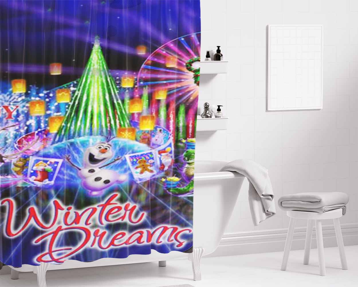 Fantasmic Winter Dreams Bathroom Shower Curtain Fabric Waterproof | 66 X 72 Inch