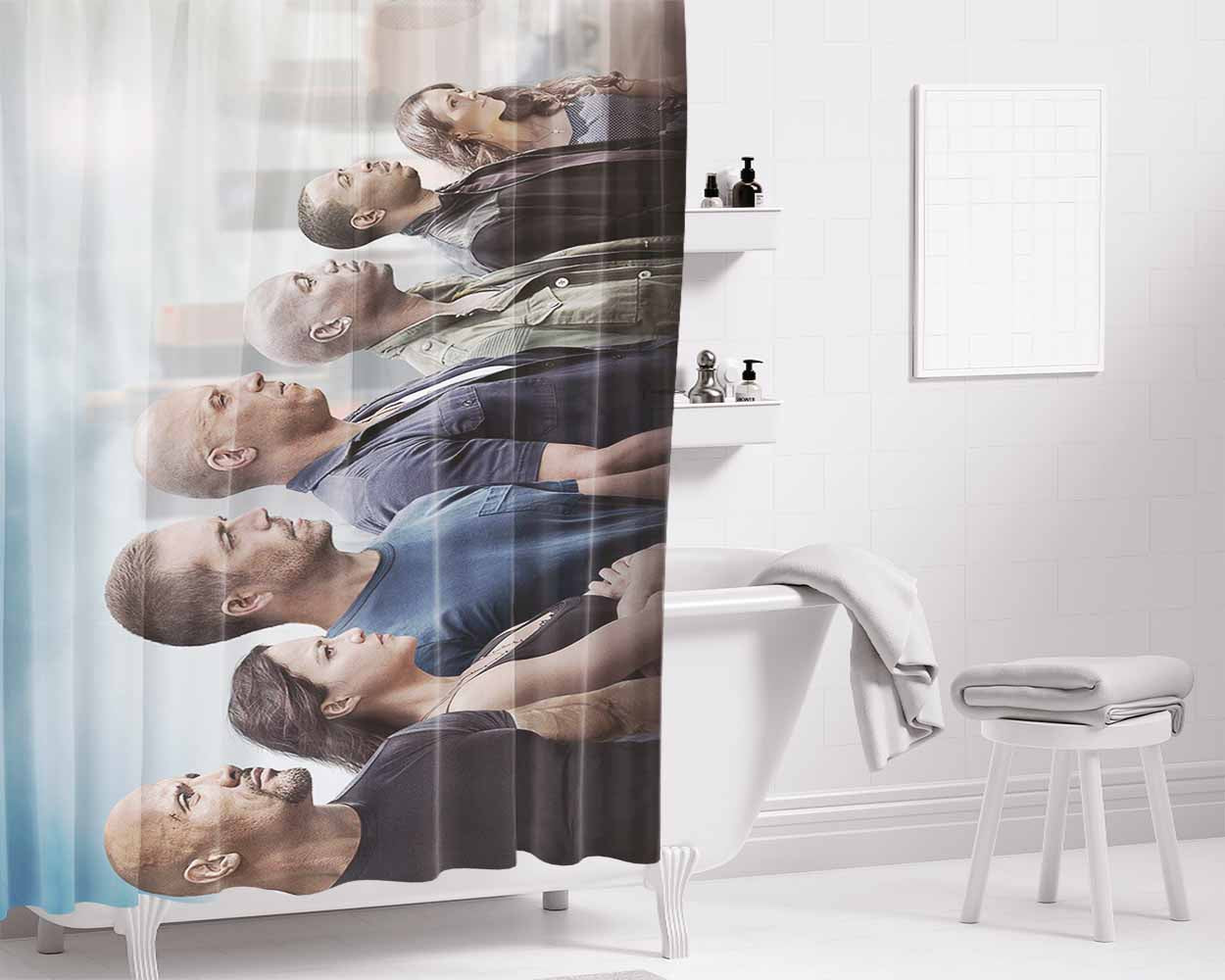 Fast 7- Bathroom Shower Curtain Fabric Waterproof | 66 X 72 Inch