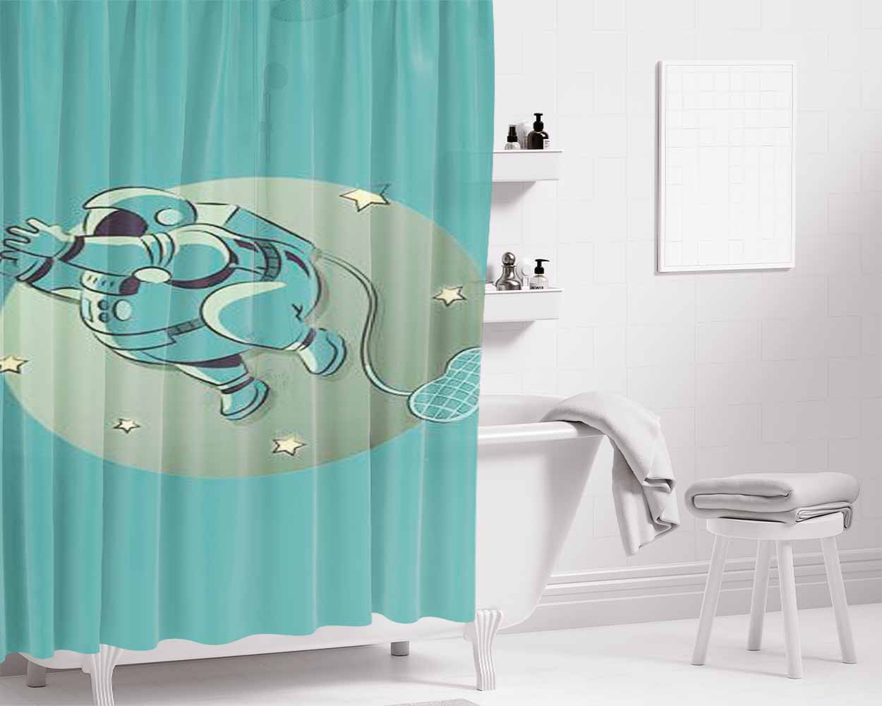 Fat Astronut Bathroom Shower Curtain Fabric Waterproof | 66 X 72 Inch
