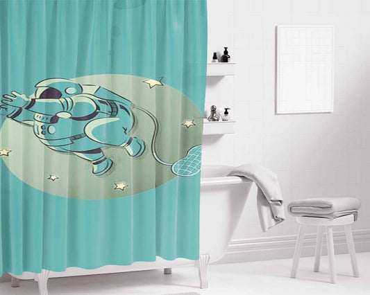 Fat Astronut Bathroom Shower Curtain Fabric Waterproof | 66 X 72 Inch