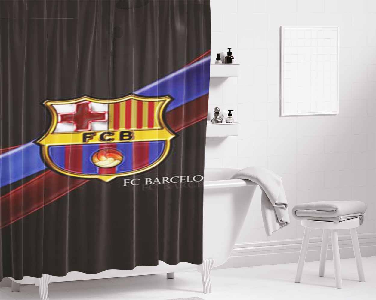 Fcb Plastic Logo Bathroom Shower Curtain Fabric Waterproof | 66 X 72 Inch