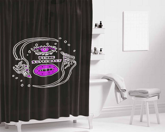 Femme Supremacy Cute Qtipoc Bathroom Shower Curtain Fabric Waterproof | 66 X 72 Inch