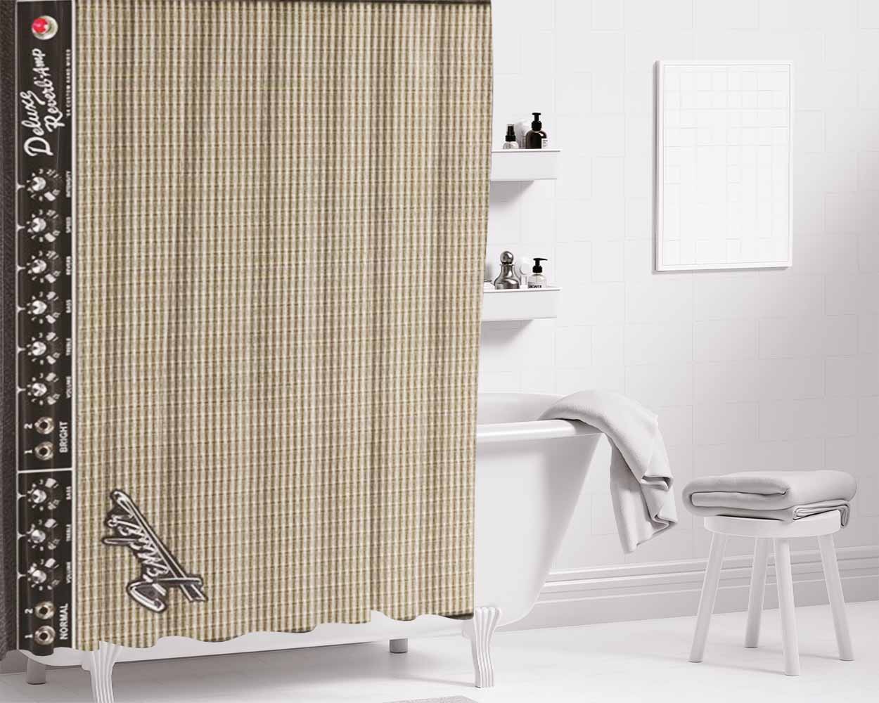 Fender Guitar Amplifier 2 Bathroom Shower Curtain Fabric Waterproof | 66 X 72 Inch