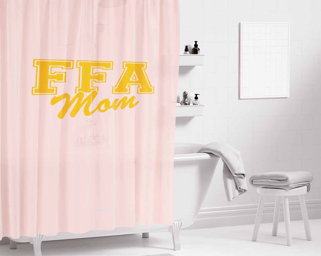 Ffa Mom Sparkle Pink Bathroom Shower Curtain Fabric Waterproof | 66 X 72 Inch