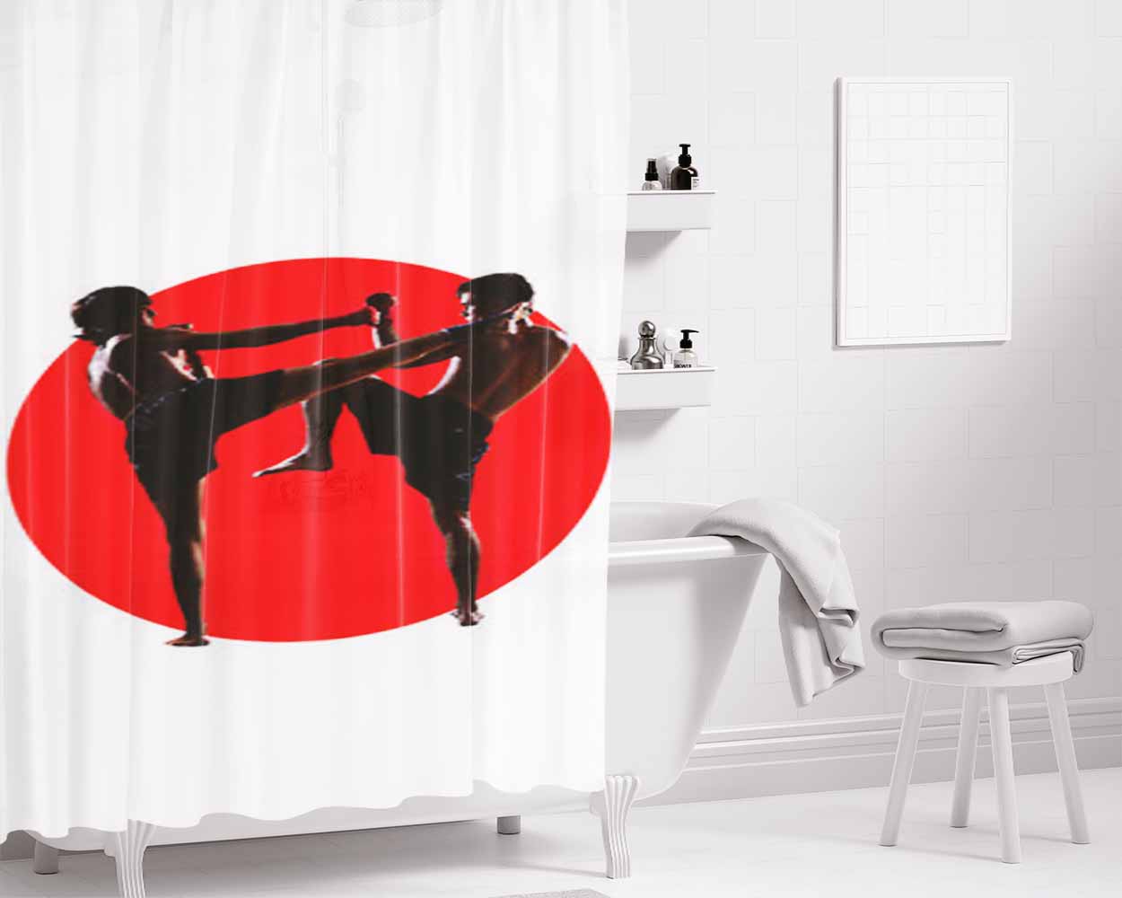 Fight Walpaper Bathroom Shower Curtain Fabric Waterproof | 66 X 72 Inch