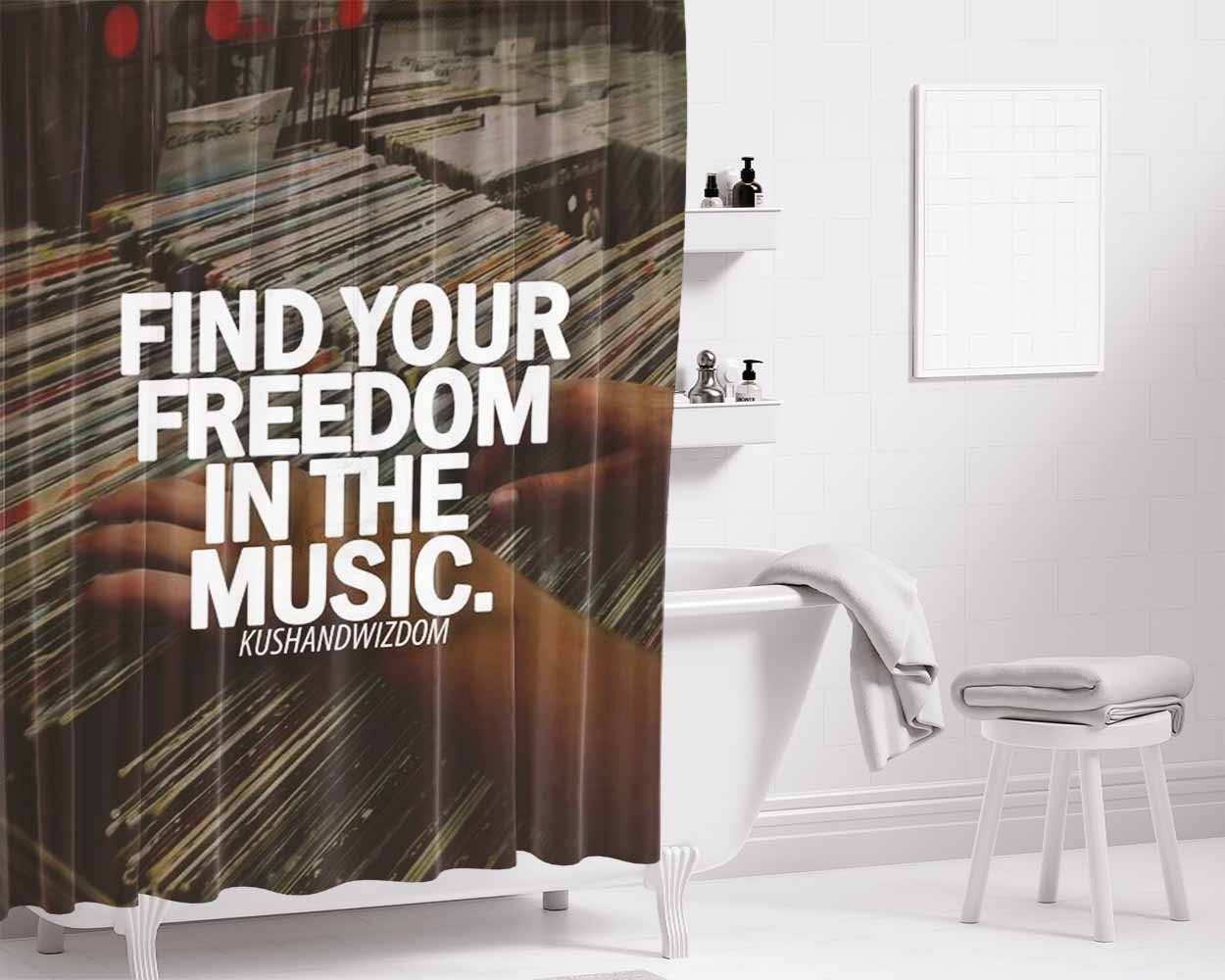 Find You Freedom Bathroom Shower Curtain Fabric Waterproof | 66 X 72 Inch