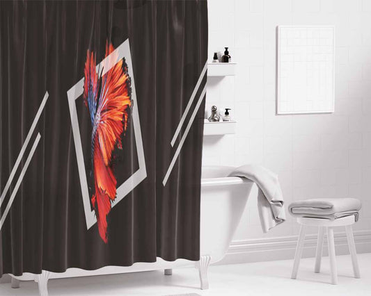 Fish In Black Background 4K Bathroom Shower Curtain Fabric Waterproof | 66 X 72 Inch