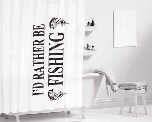 Fishing Rather Be Bathroom Shower Curtain Fabric Waterproof | 66 X 72 Inch