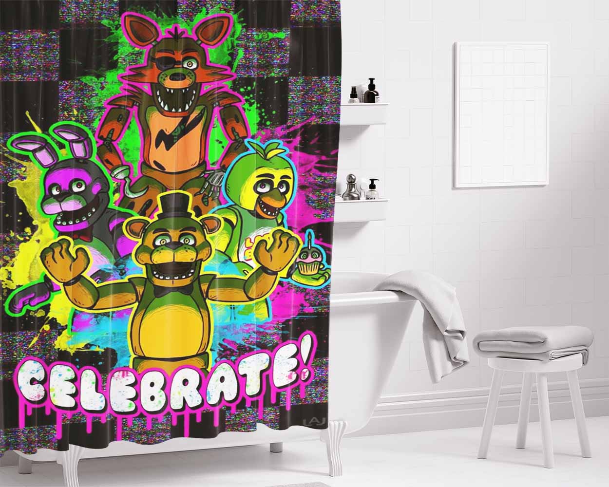 Five Nights At Fre Bathroom Shower Curtain Fabric Waterproof | 66 X 72 Inch