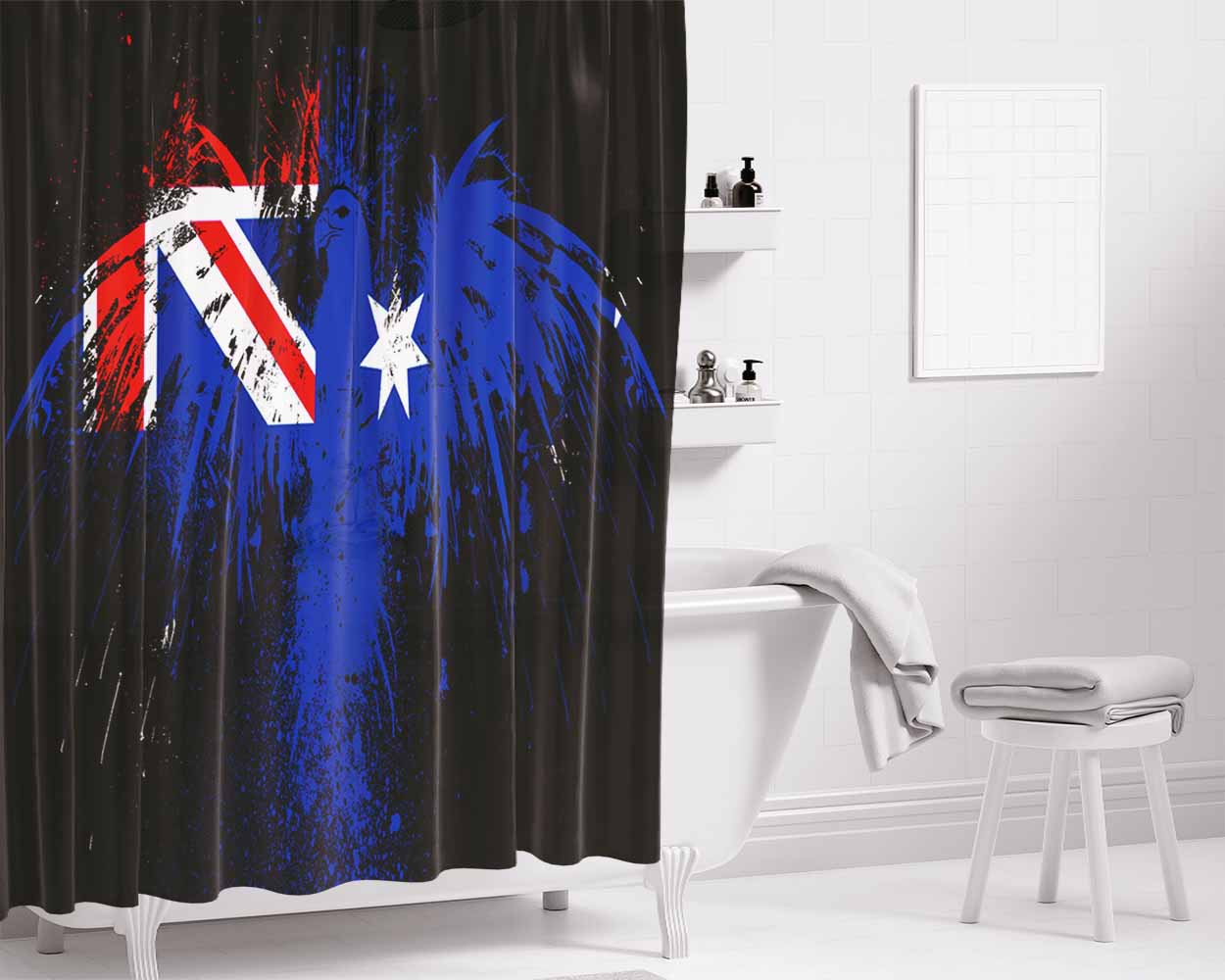 Flag Of Australia Bathroom Shower Curtain Fabric Waterproof | 66 X 72 Inch