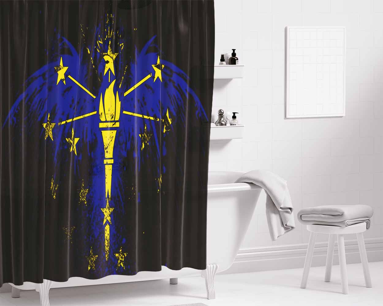 Flag Of Indiana Bathroom Shower Curtain Fabric Waterproof | 66 X 72 Inch