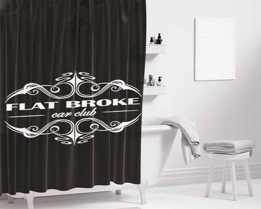 Flat Broke Car Club Bathroom Shower Curtain Fabric Waterproof | 66 X 72 Inch