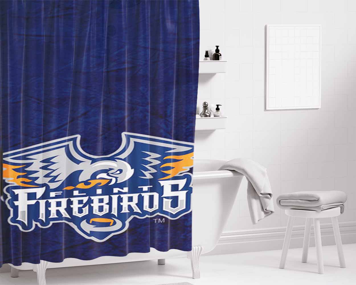 Flint Firebirds Bathroom Shower Curtain Fabric Waterproof | 66 X 72 Inch