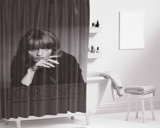 Florence How Big How Blue Bathroom Shower Curtain Fabric Waterproof | 66 X 72 Inch