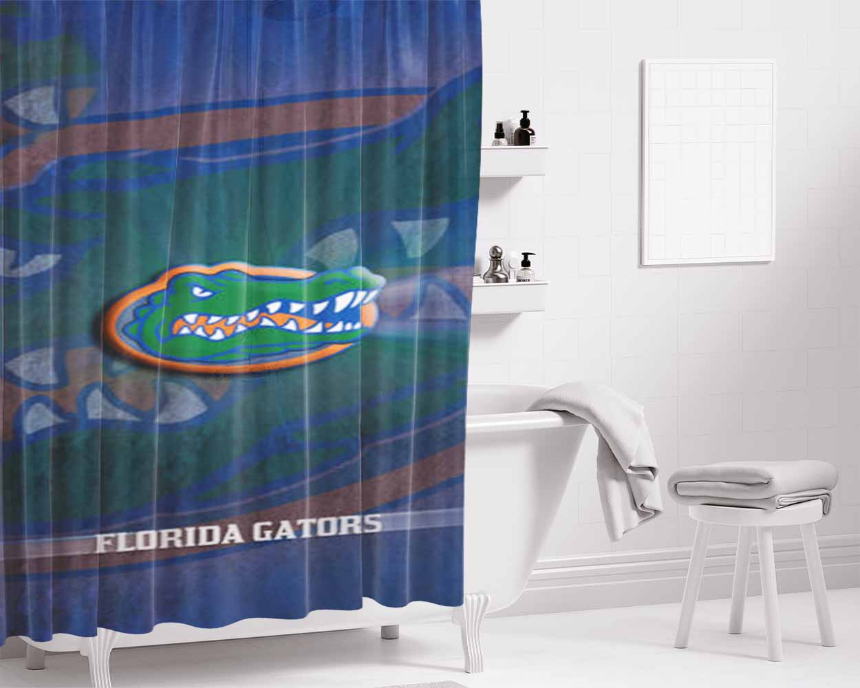 Florida Gators Logo Bathroom Shower Curtain Fabric Waterproof | 66 X 72 Inch