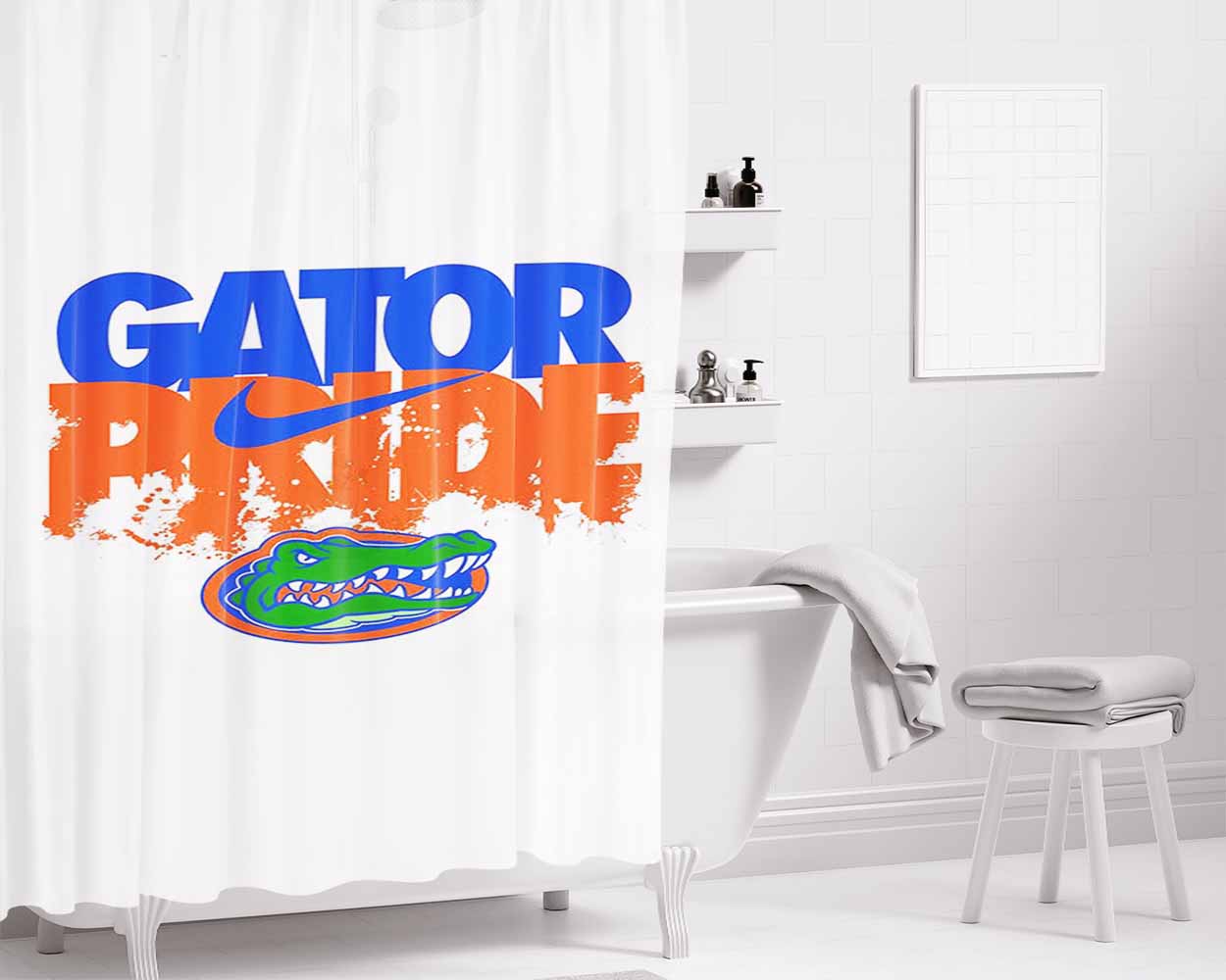Florida Gators Pride Nike Bathroom Shower Curtain Fabric Waterproof | 66 X 72 Inch