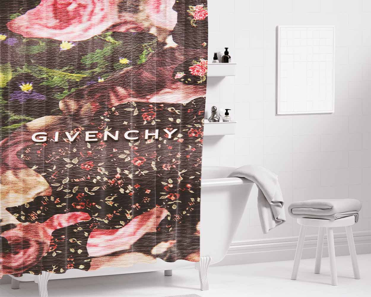 Flower Blue Bathroom Shower Curtain Fabric Waterproof | 66 X 72 Inch