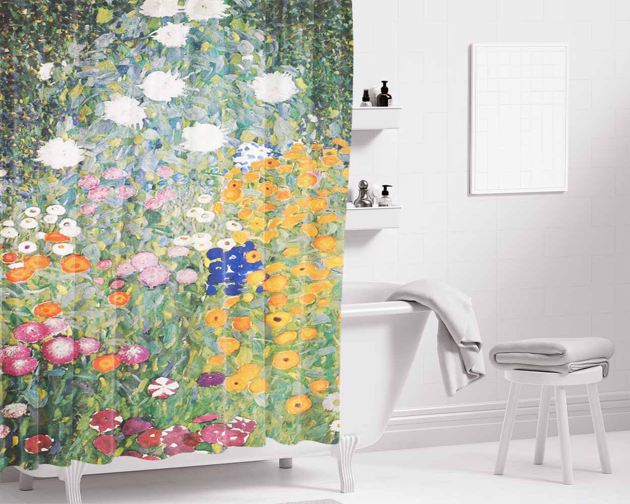 Flower Galaxy Art Bathroom Shower Curtain Fabric Waterproof | 66 X 72 Inch