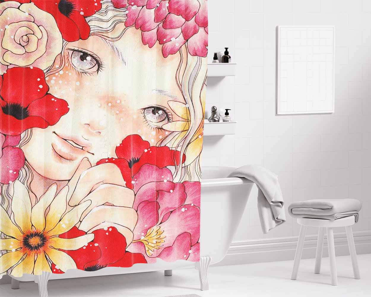 Flower Garden Gustav Klimt Art Bathroom Shower Curtain Fabric Waterproof | 66 X 72 Inch