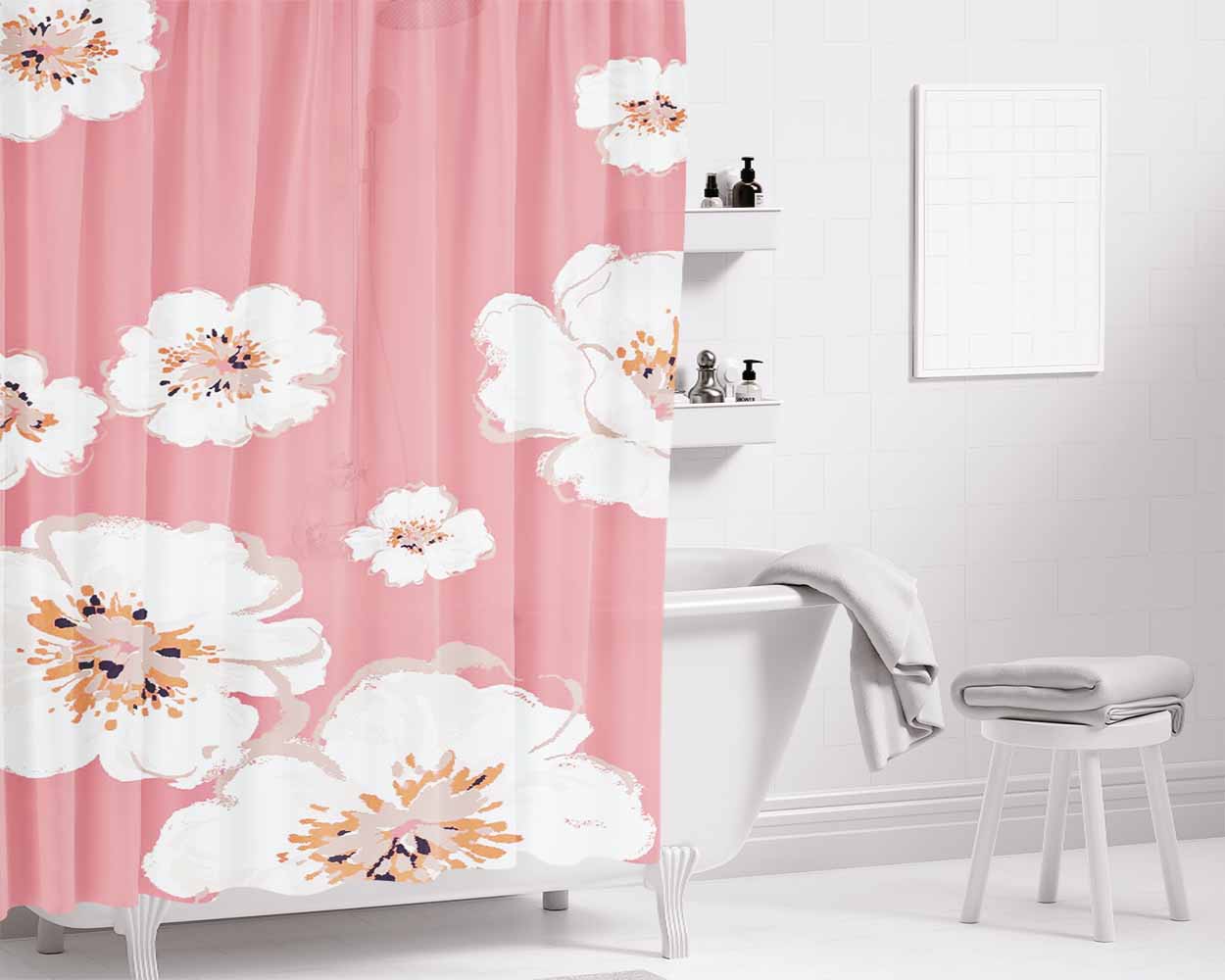 Flower Girl 3 Bathroom Shower Curtain Fabric Waterproof | 66 X 72 Inch