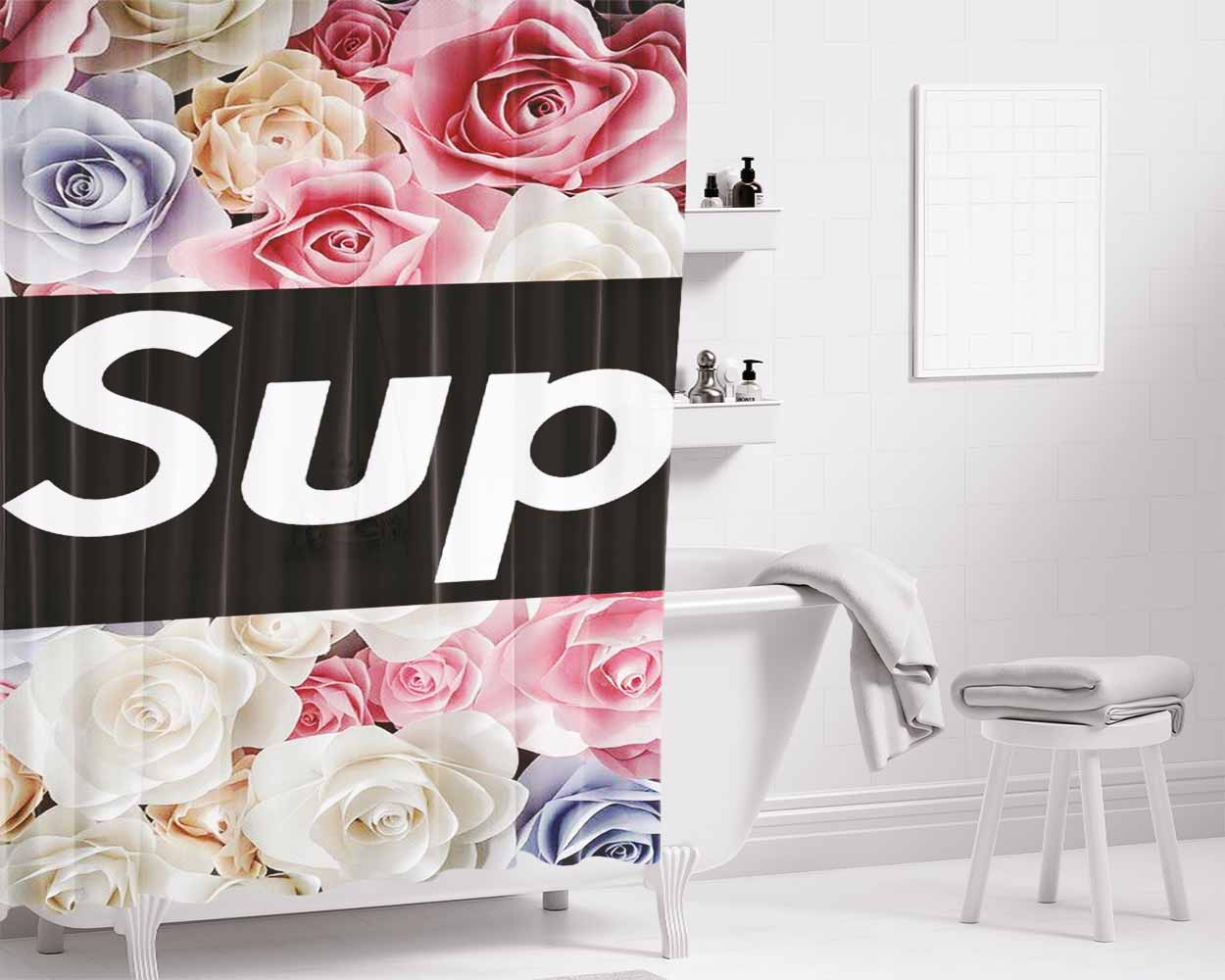 Flower Peaper Bathroom Shower Curtain Fabric Waterproof | 66 X 72 Inch