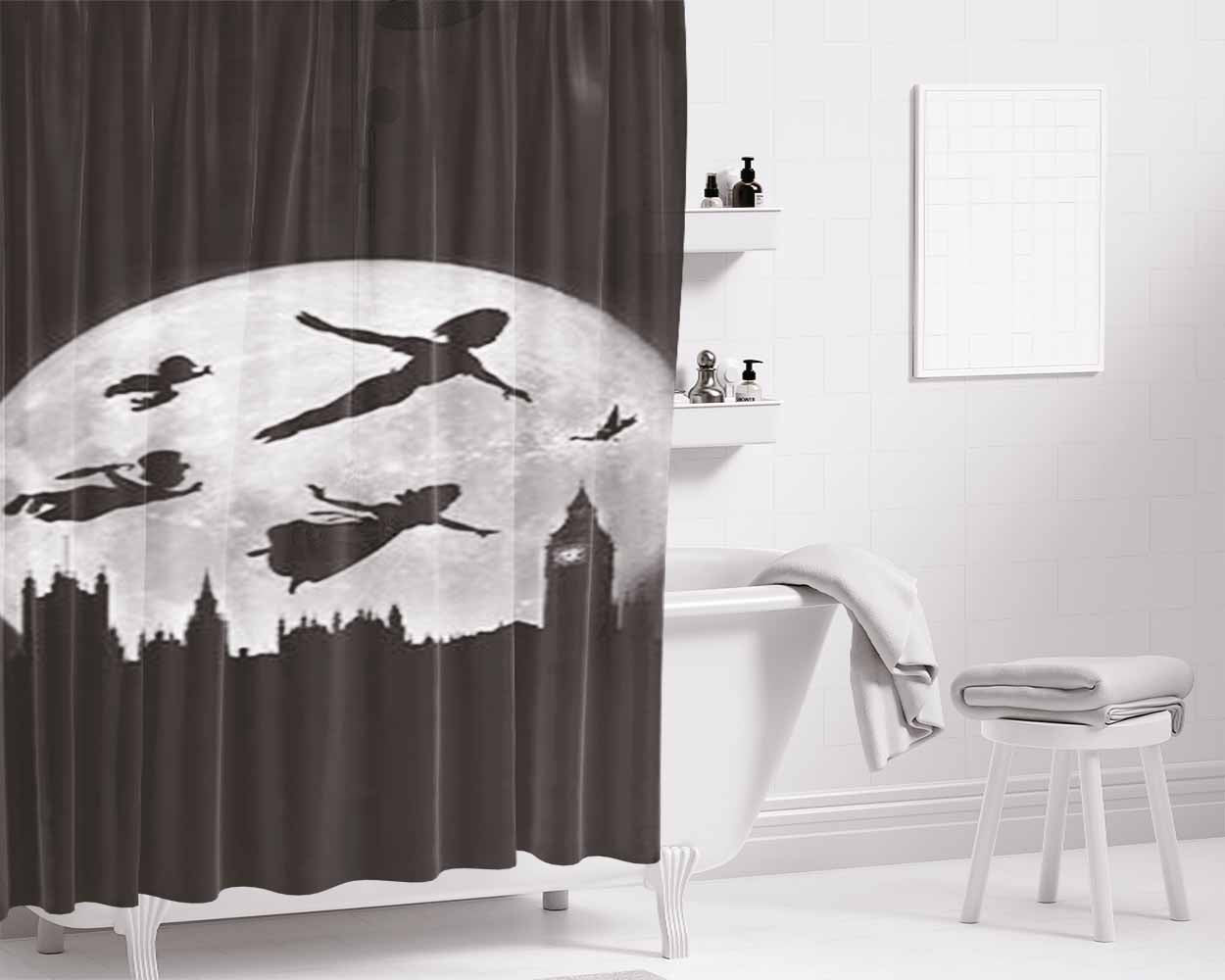 Fly To Neverland Bathroom Shower Curtain Fabric Waterproof | 66 X 72 Inch