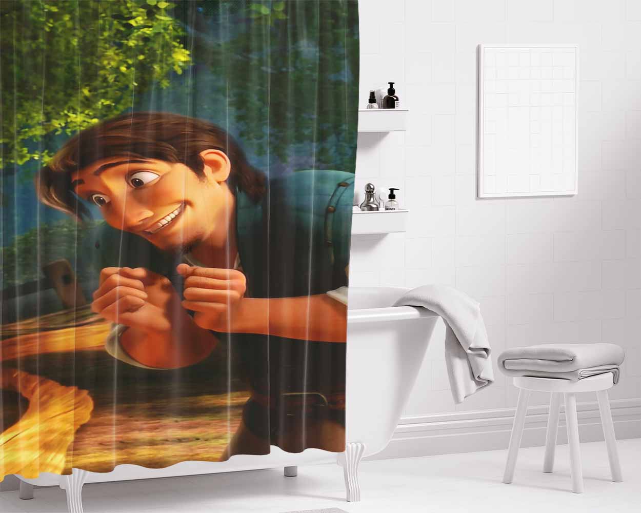 Flynn Rider Bathroom Shower Curtain Fabric Waterproof | 66 X 72 Inch