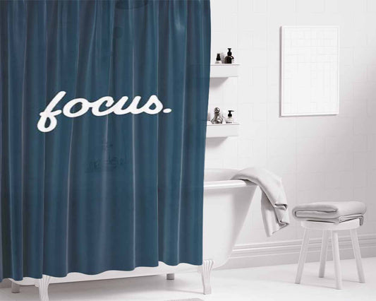 Focus Lettering Bathroom Shower Curtain Fabric Waterproof | 66 X 72 Inch