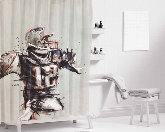 Football 12 Art Mural Bathroom Shower Curtain Fabric Waterproof | 66 X 72 Inch