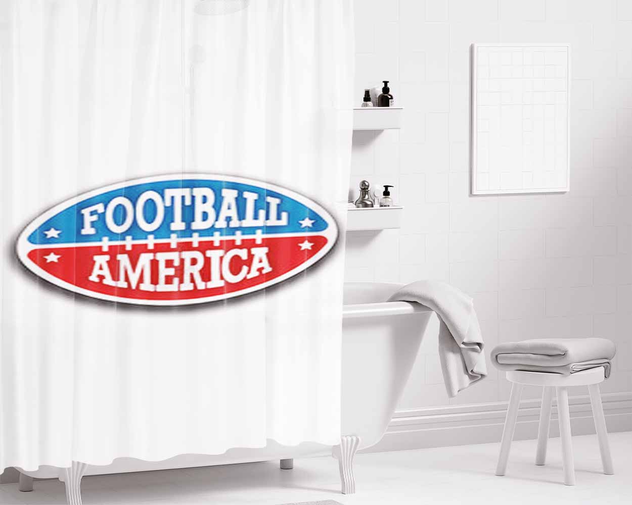 Football America Bathroom Shower Curtain Fabric Waterproof | 66 X 72 Inch