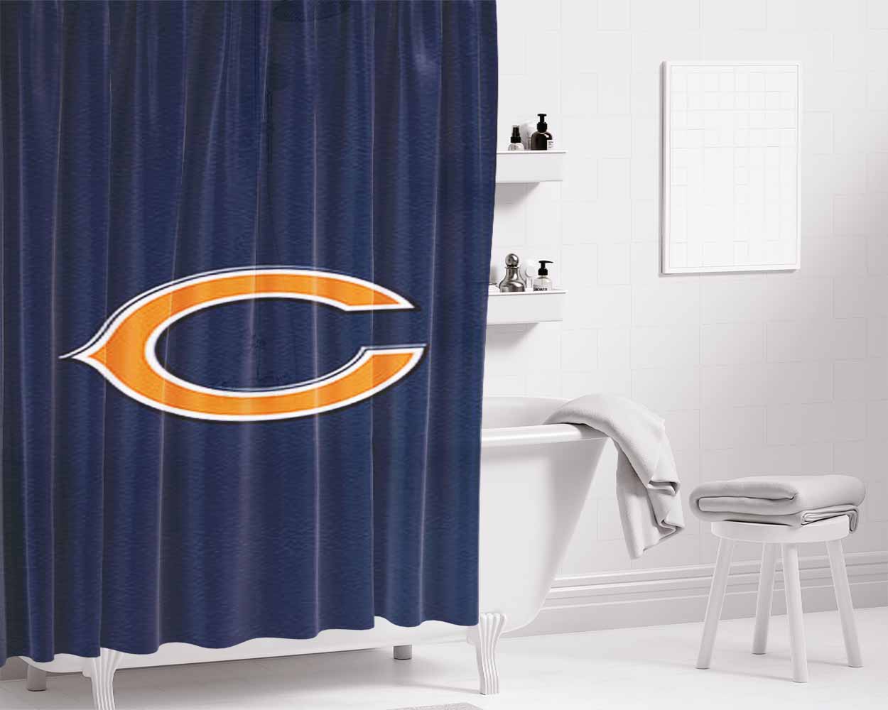 Football Team Logos With C Bathroom Shower Curtain Fabric Waterproof | 66 X 72 Inch