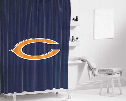 Football Team Logos With C Bathroom Shower Curtain Fabric Waterproof | 66 X 72 Inch