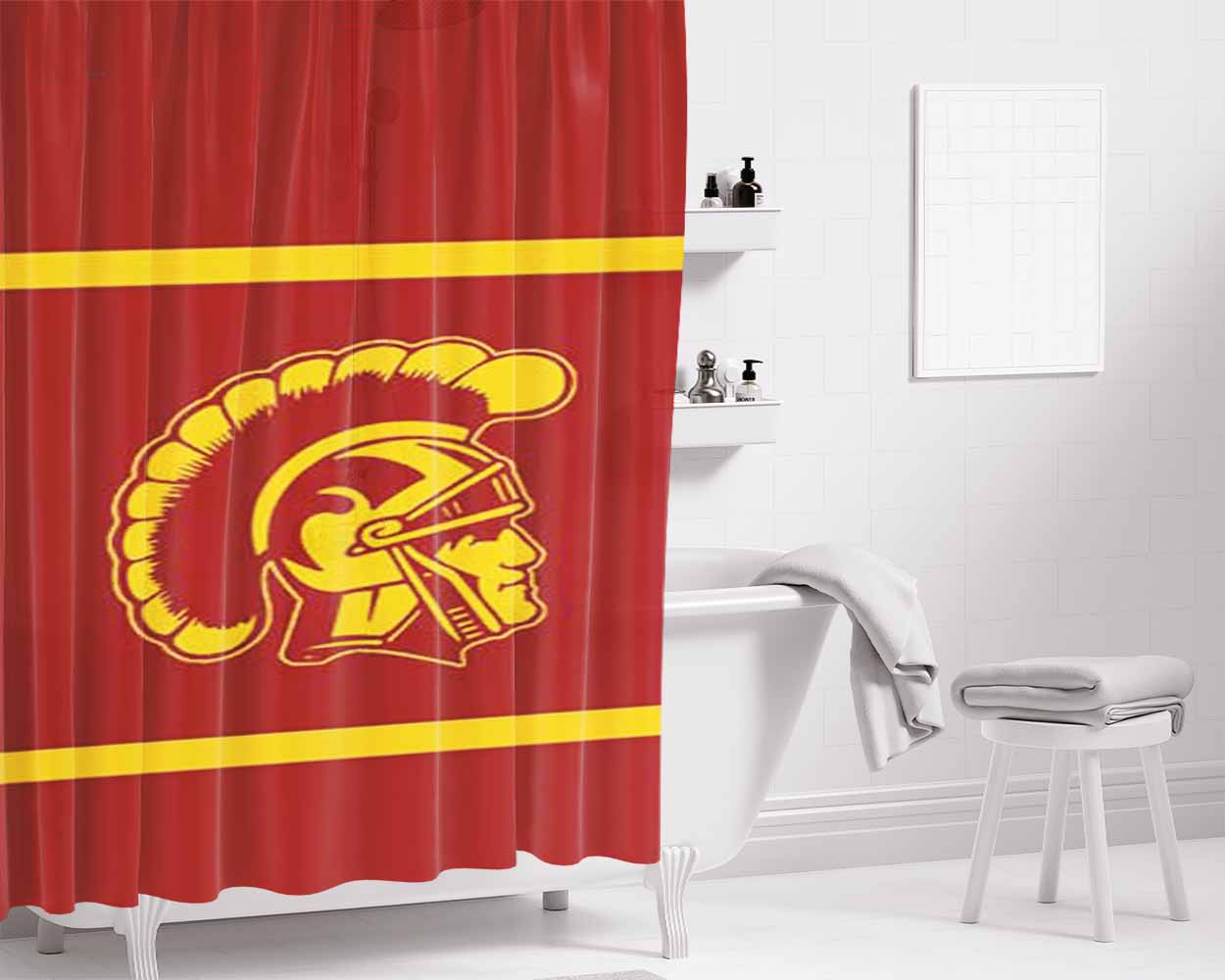 Football Usc Banner Bathroom Shower Curtain Fabric Waterproof | 66 X 72 Inch