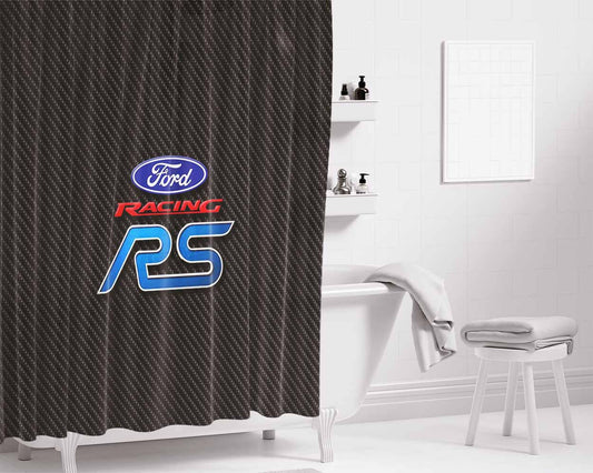 Ford Racing Focus Rs Bathroom Shower Curtain Fabric Waterproof | 66 X 72 Inch