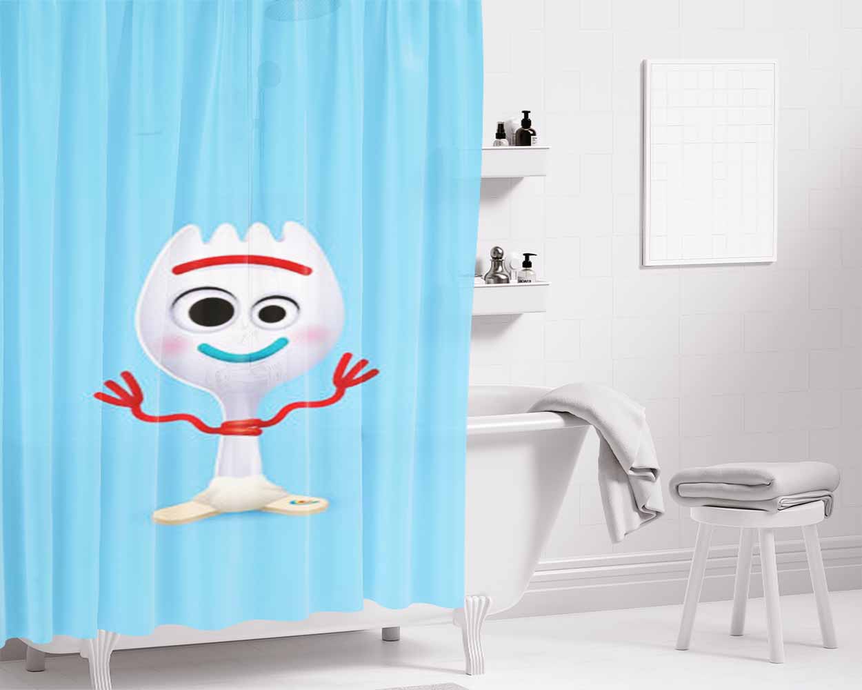 Forky Bathroom Shower Curtain Fabric Waterproof | 66 X 72 Inch