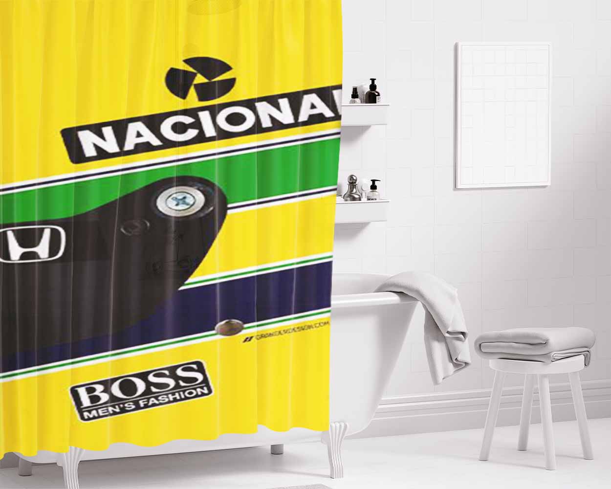 Formula 1 Senna Bathroom Shower Curtain Fabric Waterproof | 66 X 72 Inch