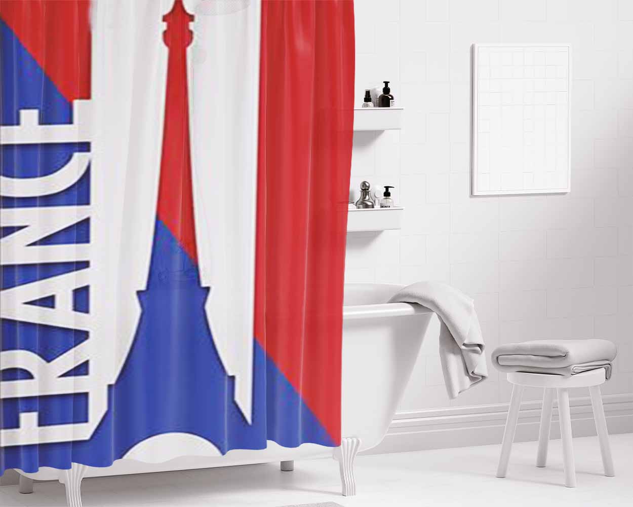 France Flag Bathroom Shower Curtain Fabric Waterproof | 66 X 72 Inch