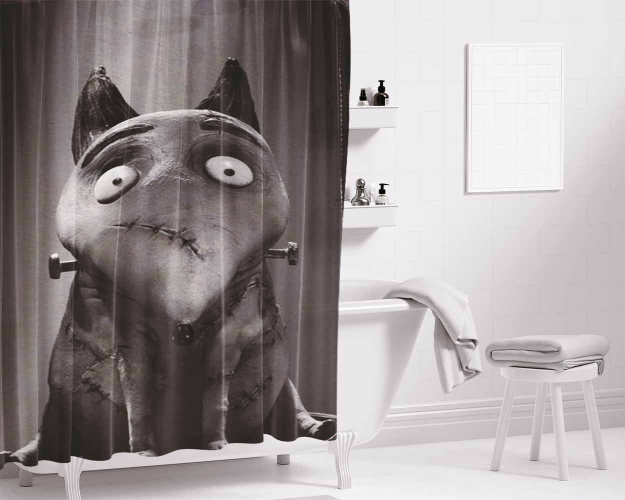 Frankenweenie Bathroom Shower Curtain Fabric Waterproof | 66 X 72 Inch