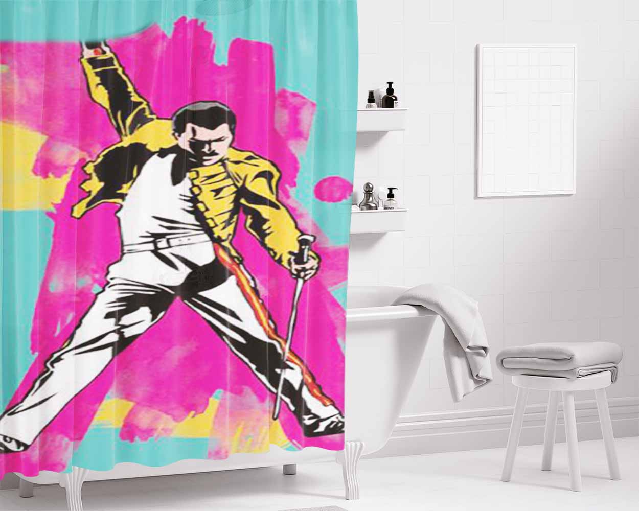 Freddy Mercury Bathroom Shower Curtain Fabric Waterproof | 66 X 72 Inch