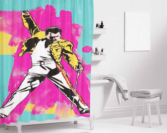 Freddy Mercury Bathroom Shower Curtain Fabric Waterproof | 66 X 72 Inch