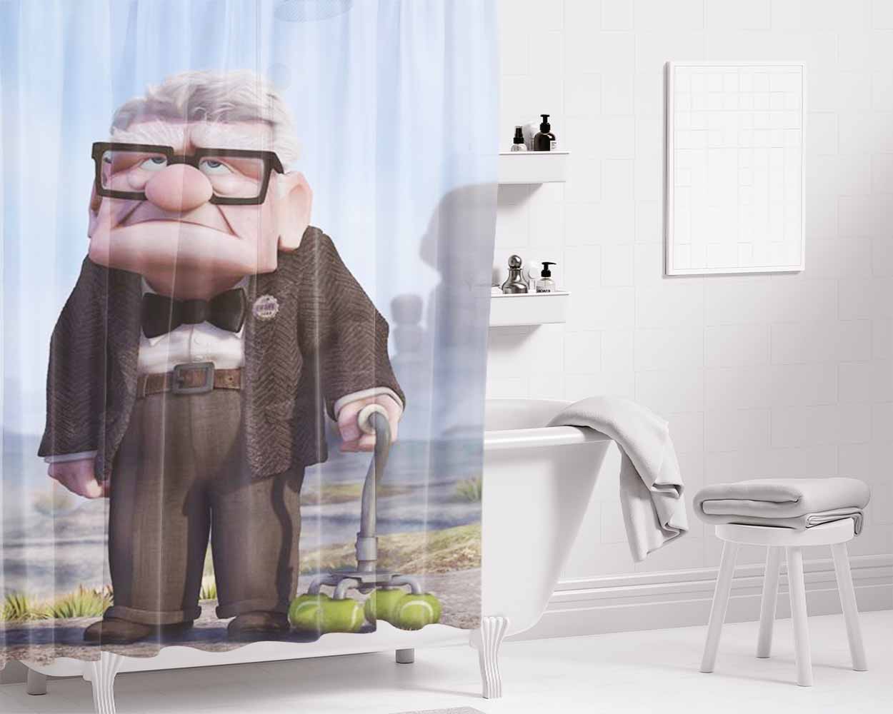 Fredricksen Up Animation Movie Bathroom Shower Curtain Fabric Waterproof | 66 X 72 Inch