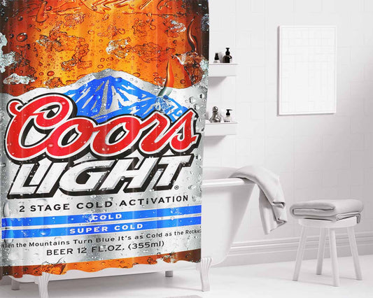 Fresh Coors Light Bathroom Shower Curtain Fabric Waterproof | 66 X 72 Inch