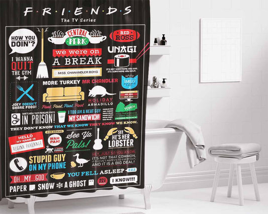 Friends Central Perk Bathroom Shower Curtain Fabric Waterproof | 66 X 72 Inch